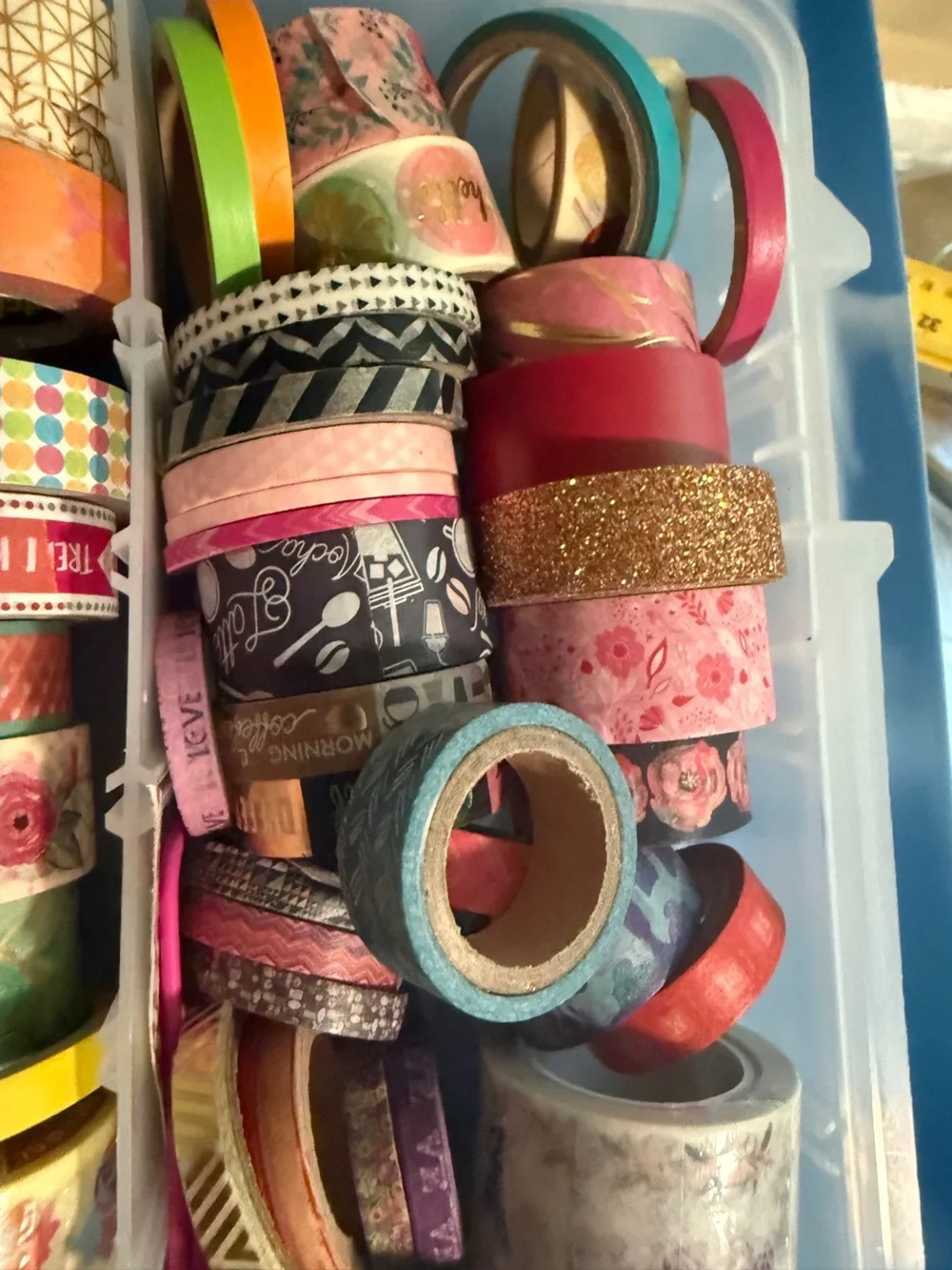 Huge Washi Tape Collection Lot with Clear Storage Organizer Box – 80+ Rolls